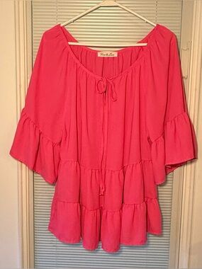 Vine & Love Hot Pink Tiered Top Medium
